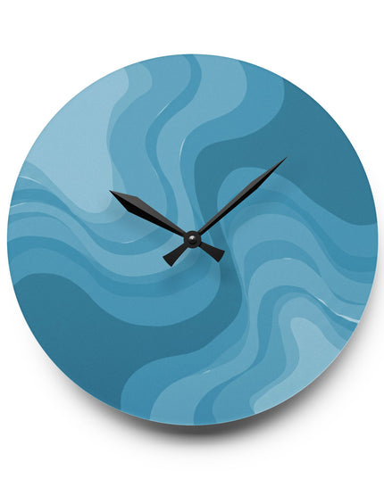 Sky Blue Wavey 10.75" x 10.75" Round or Square Acrylic Wall Clock