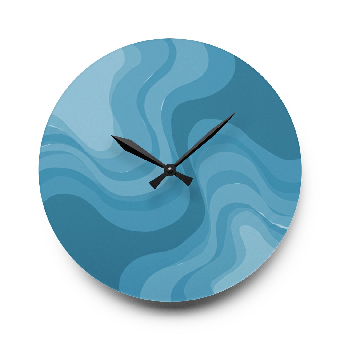Sky Blue Wavey 10.75" x 10.75" Round or Square Acrylic Wall Clock
