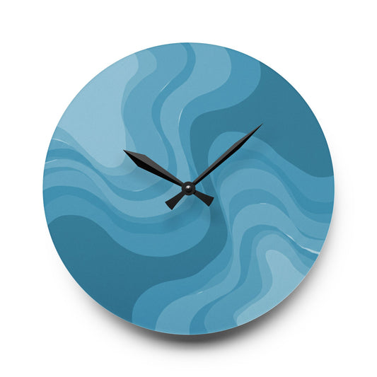 Sky Blue Wavey 10.75" x 10.75" Round or Square Acrylic Wall Clock