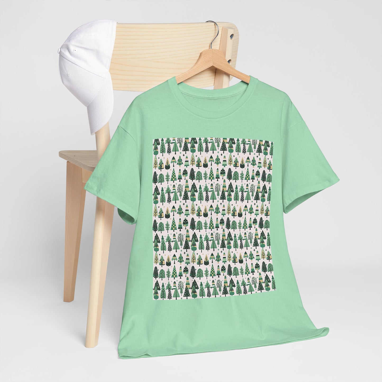Mini Vintage Green Trees Unisex Heavy Cotton Tee, Large - XL - 2XL - 3XL