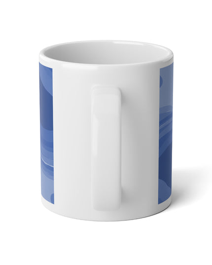 Deep Blue Wavey 20 oz White Glossy Jumbo Mug