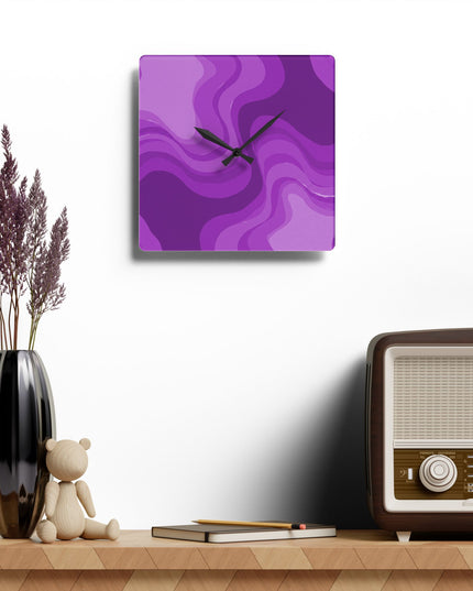 Wavey Purple Wavey 10.75" x 10.75" Round or Square Acrylic Wall Clock