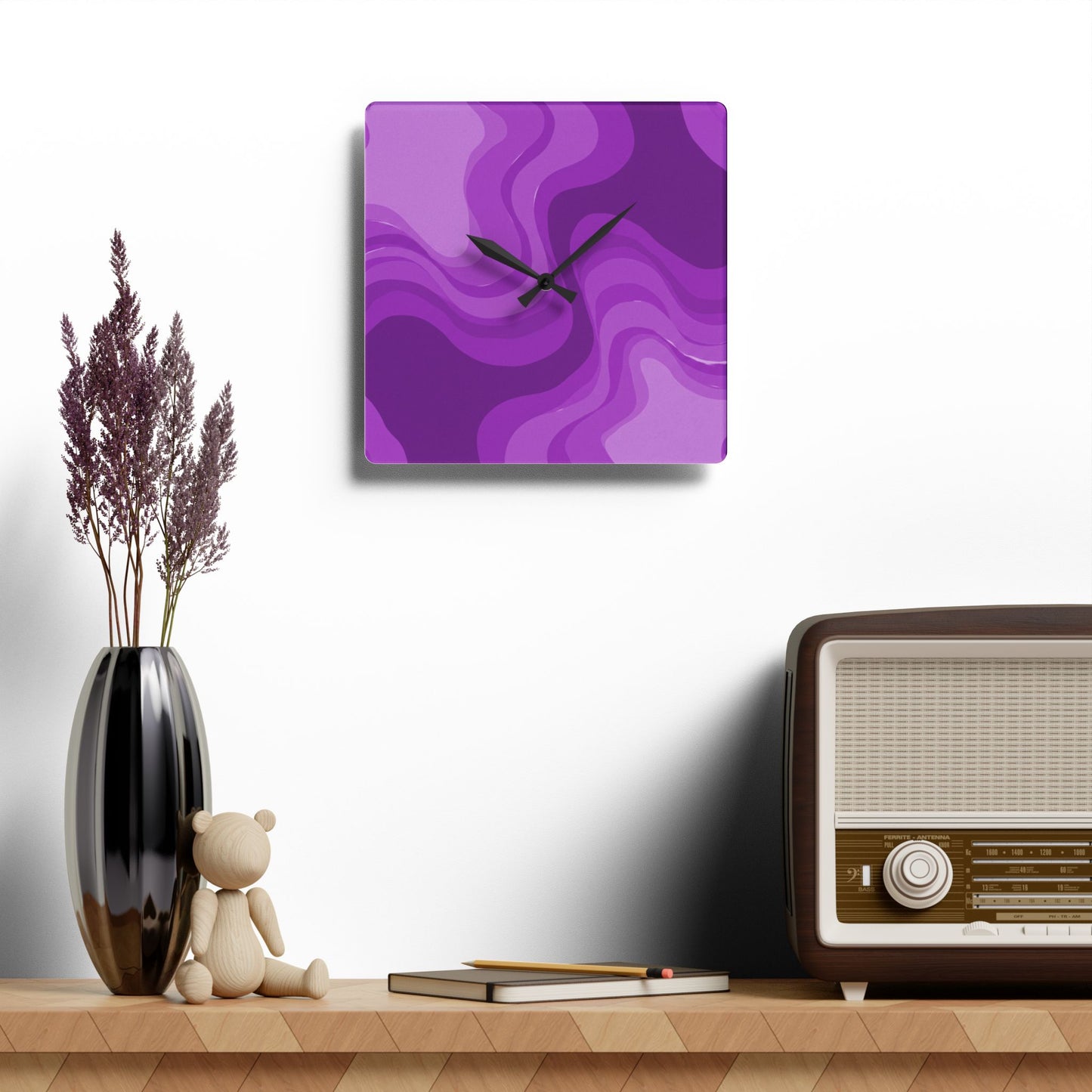 Wavey Purple Wavey 10.75" x 10.75" Round or Square Acrylic Wall Clock