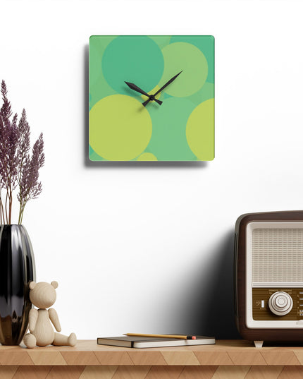 Pastel Green Patches Acrylic Wall Clock, Round or Square, 10.75" x 10.75"