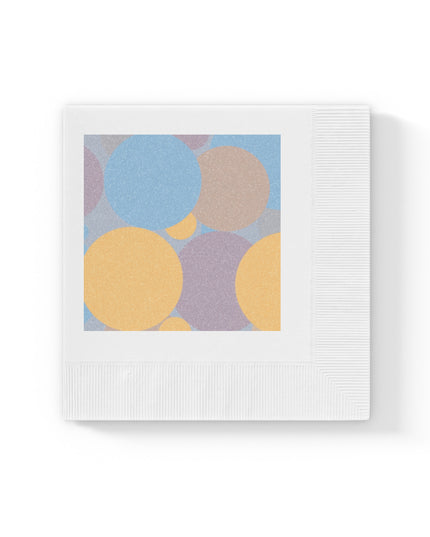 Pastel Baby Blue and Peach Patches White Coined Napkins, 4.8" x 4.8"