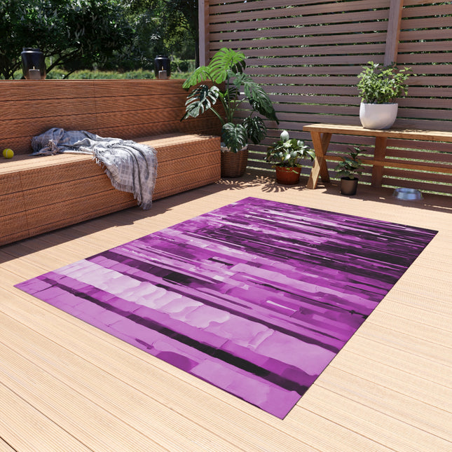 Striped Powder Lavender Outdoor Rug, 60" x 84"
