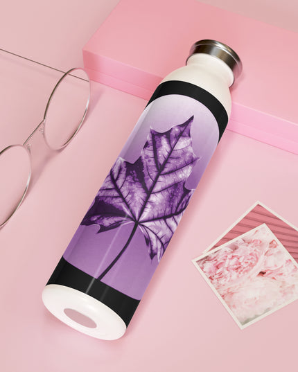 Purple Maple Leaf Slim Water Bottle, 20 oz White