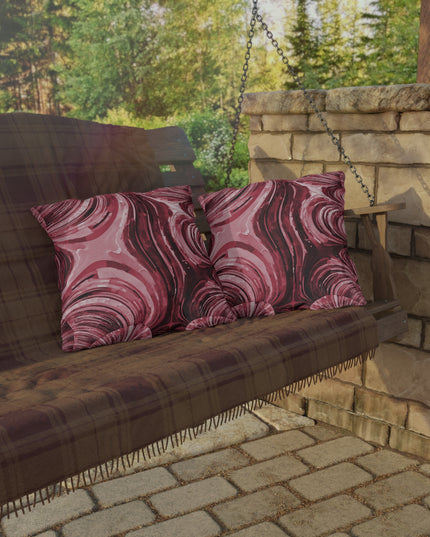Uzi Spiral Ruby Outdoor Pillow, 18" x 18"