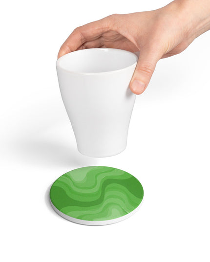 Greenie Meanie Wavey 4" x 4" Round Ceramic Coaster