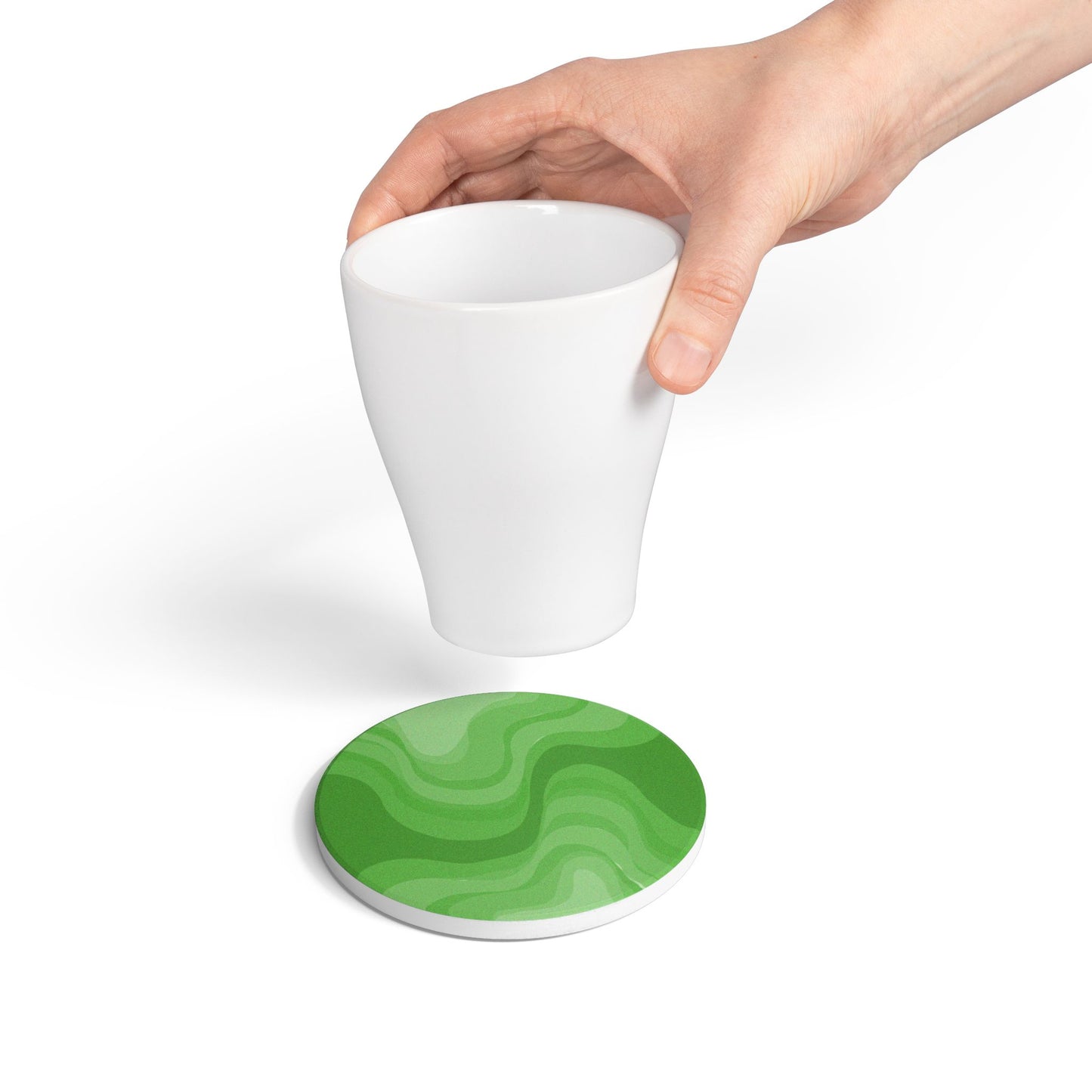 Greenie Meanie Wavey 4" x 4" Round Ceramic Coaster