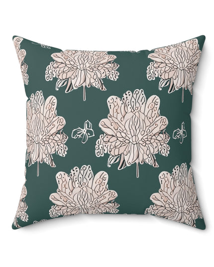 Soft White Floral Butterflies 20" x 20" Faux Suede Square Pillow