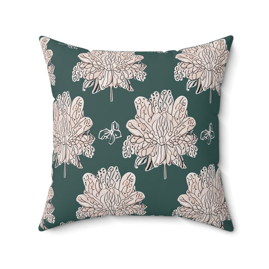 Soft White Floral Butterflies 20" x 20" Faux Suede Square Pillow