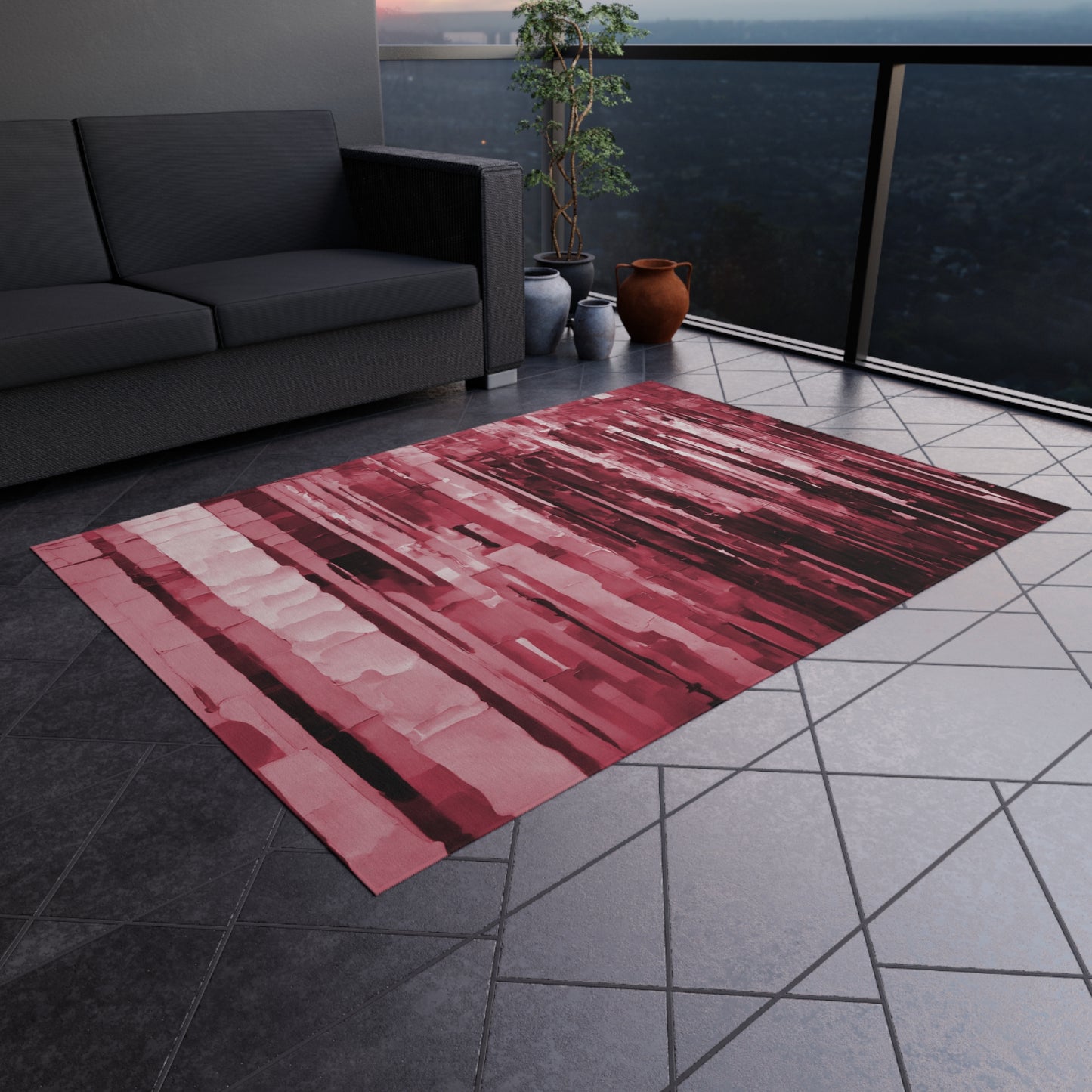 Striped Ruby Outdoor Rug, 60" x 84"