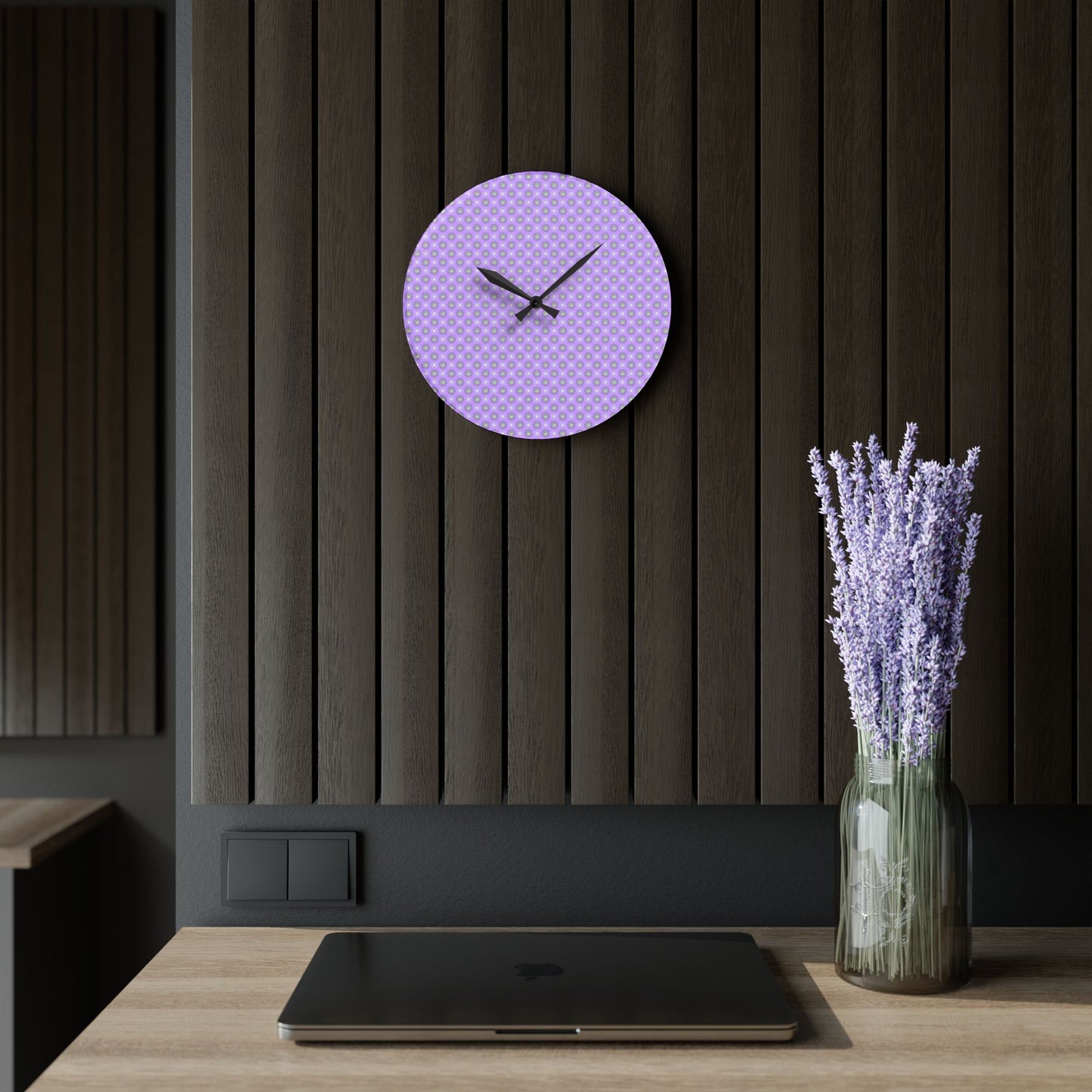 Lavender Star-crossed Bodies Acrylic Wall Clock, Round or Square, 10.75" x 10.75"