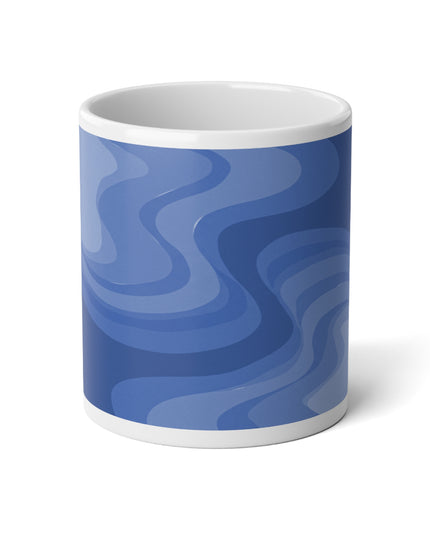 Deep Blue Wavey 20 oz White Glossy Jumbo Mug