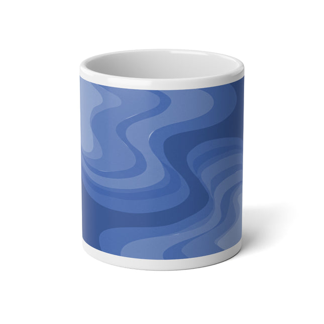 Deep Blue Wavey 20 oz White Glossy Jumbo Mug