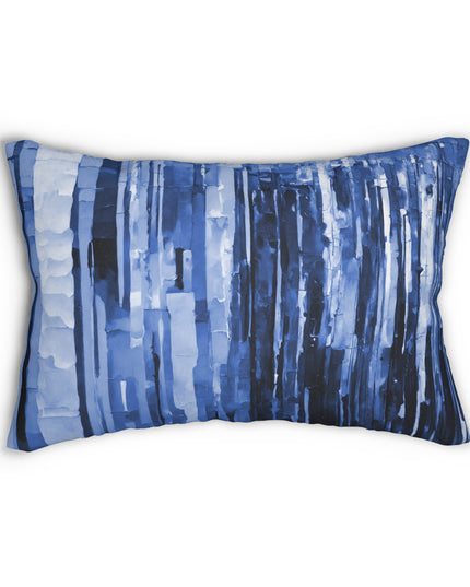 Striped Deep Blue Spun Polyester Lumbar Pillow, 20" x 14"