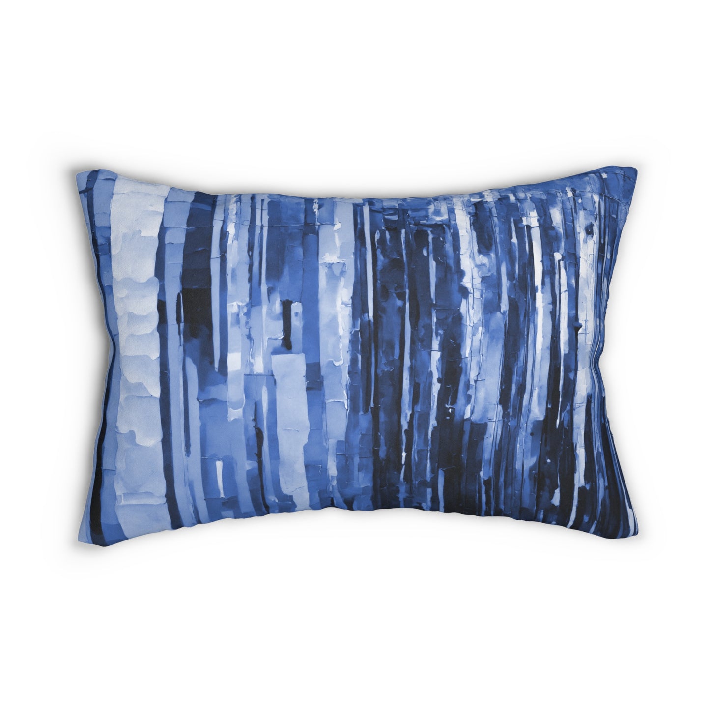 Striped Deep Blue Spun Polyester Lumbar Pillow, 20" x 14"