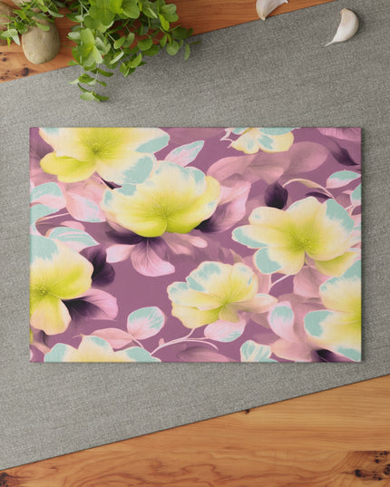 Lemon Blossom Floral Bunch Glass Cutting Board, 8" x 11"