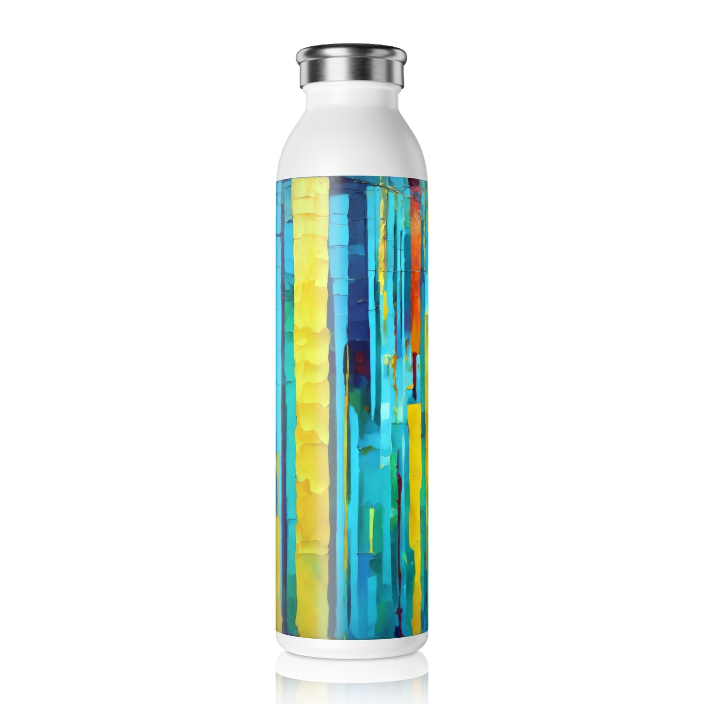 Striped Alpha Slim Water Bottle, 20 oz White