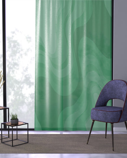 Mint Green Wavey Sheer Window Curtain, 50" x 84", partially transparent