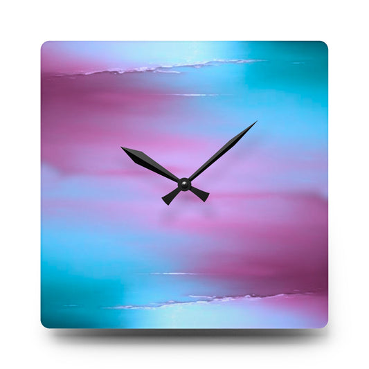 Wine Sea Blue Fog Acrylic Wall Clock, Round or Square, 10.75" x 10.75"