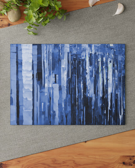 Striped Deep Blue 8" x 11" Glass Cutting Board