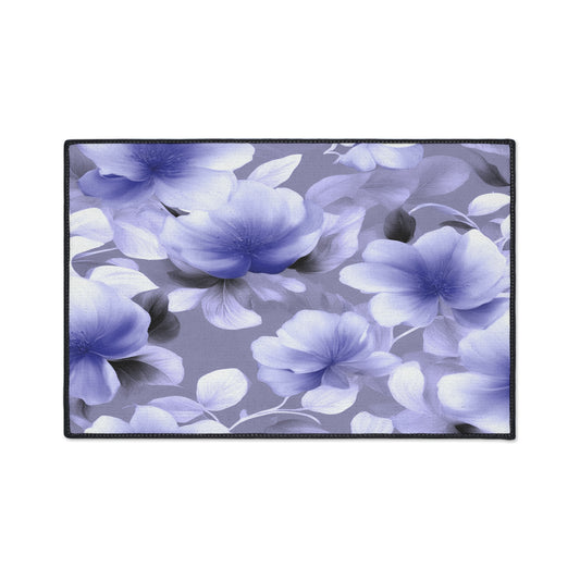 Indigo Blossom Floral Bunch Heavy Duty Floor Mat, 18" x 27"