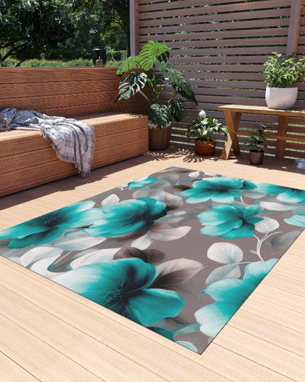 Tif Green Gray Floral Bunch Outdoor Rug, 60" x 84"
