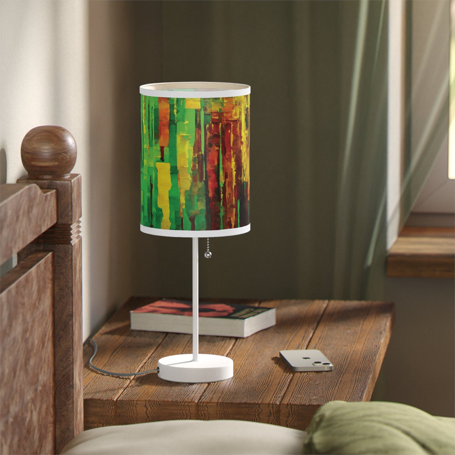 Striped Beta Table Lamp on a White or Silver Stand, US|CA plug