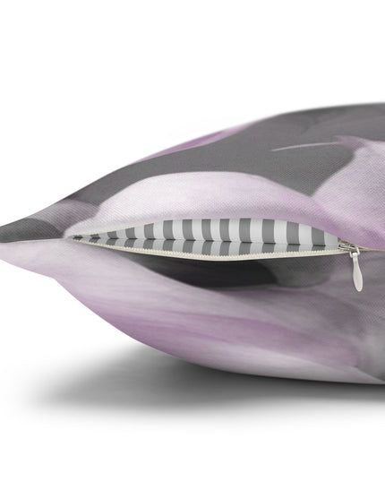 Purple Blossom Floral Bunch Spun Polyester Square Pillowcase, 14" x 14"