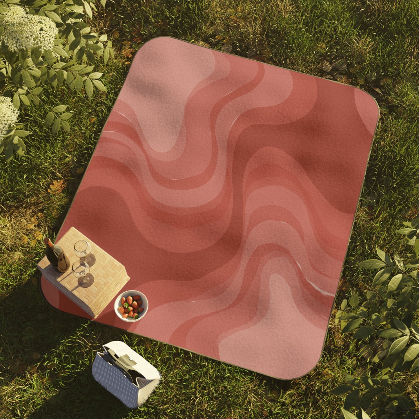 Power Red Wavey 61" × 51" Picnic Blanket