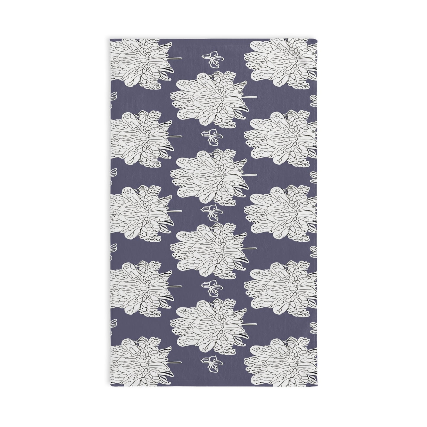 White Floral Butterflies Hand Towel, 16" x 28"
