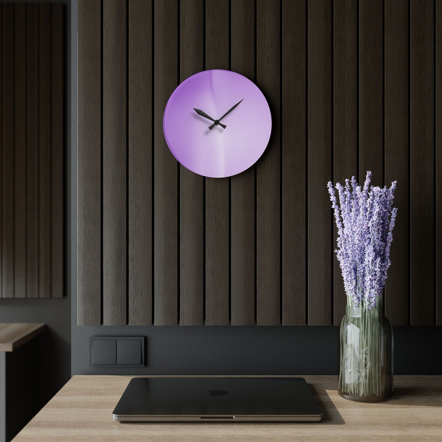 Soft Lavender Fade Acrylic Wall Clock, Round or Square, 10.75" x 10.75"