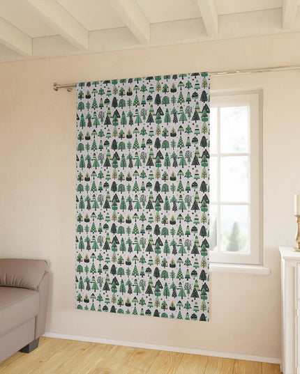 Mini Vintage Green Trees Window Curtain, 50" x  84", blackout