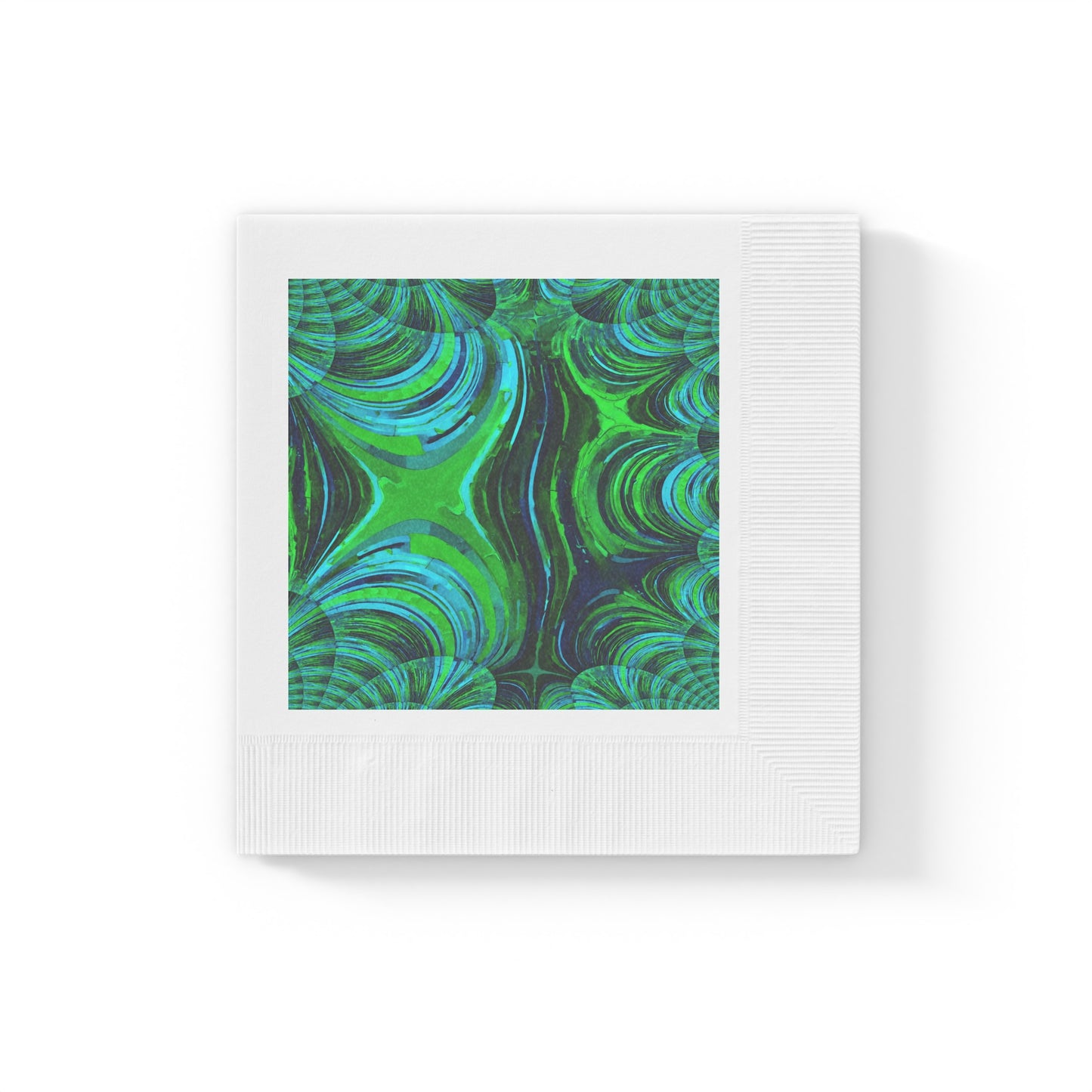 Uzi Spiral Blue Green White Coined Napkins, 6.5" x 6.5"