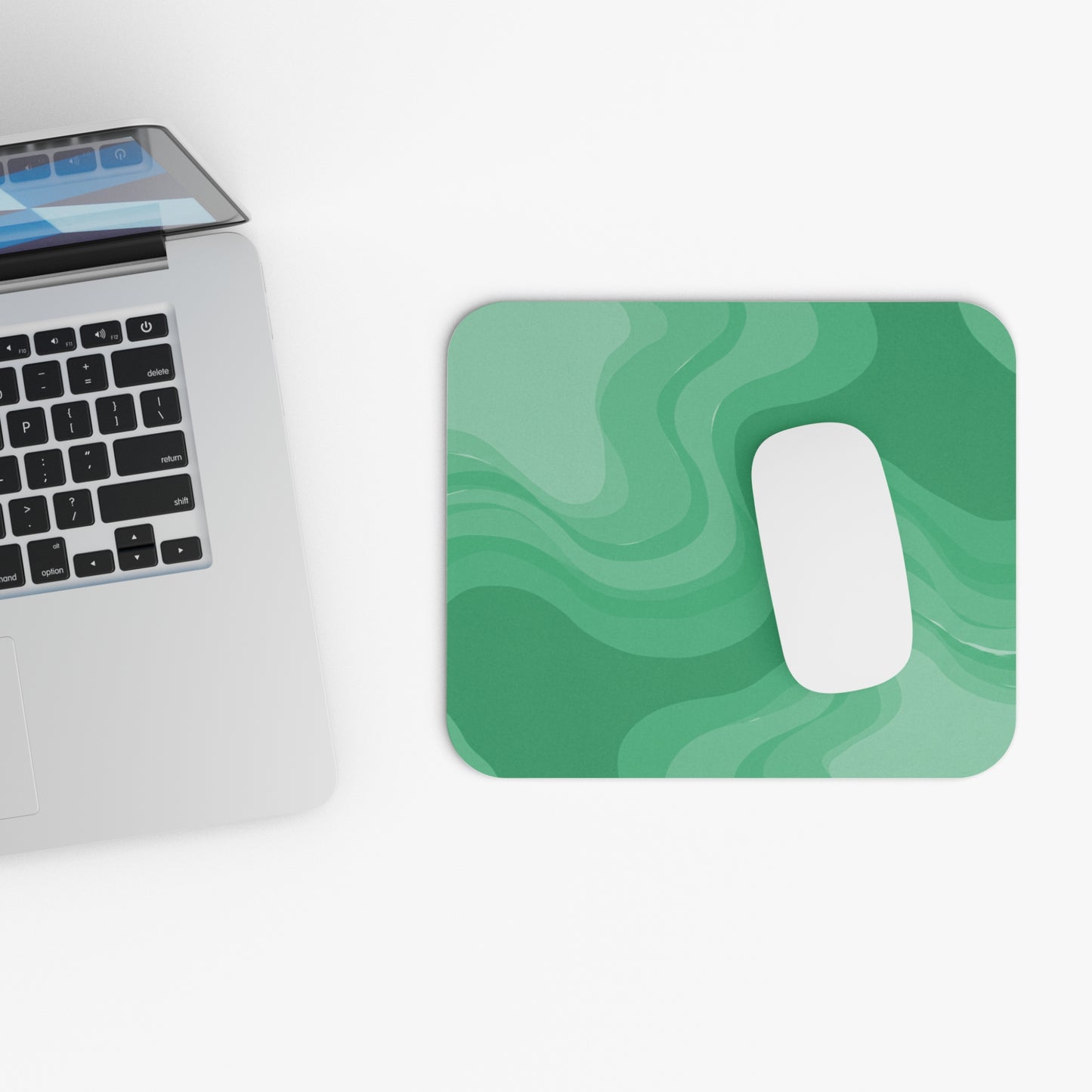 Mint Green Wavey Mouse Pad, 9" x 8" Rectangle
