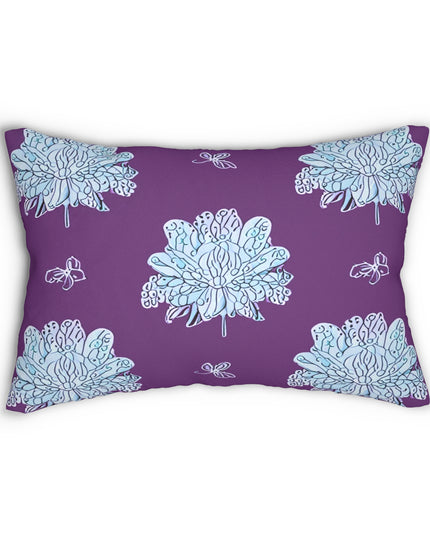 Blue Floral Butterflies Spun Polyester Lumbar Pillow, 20" x 14"