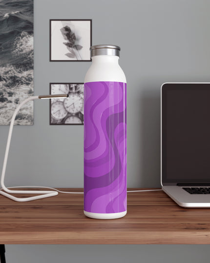 Wavey Purple Wavey Slim Water Bottle, 20 oz White