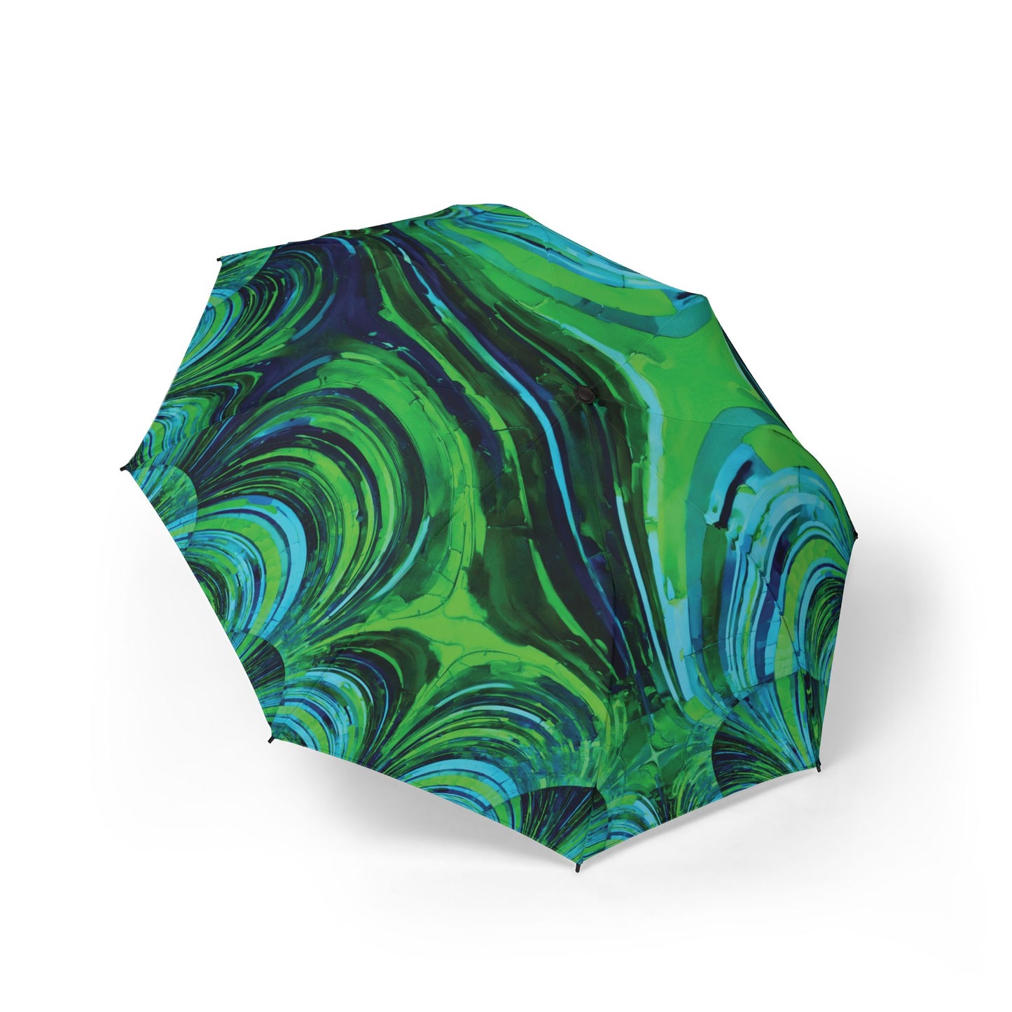 Uzi Spiral Blue Green Foldable Umbrella - Compact & Chic