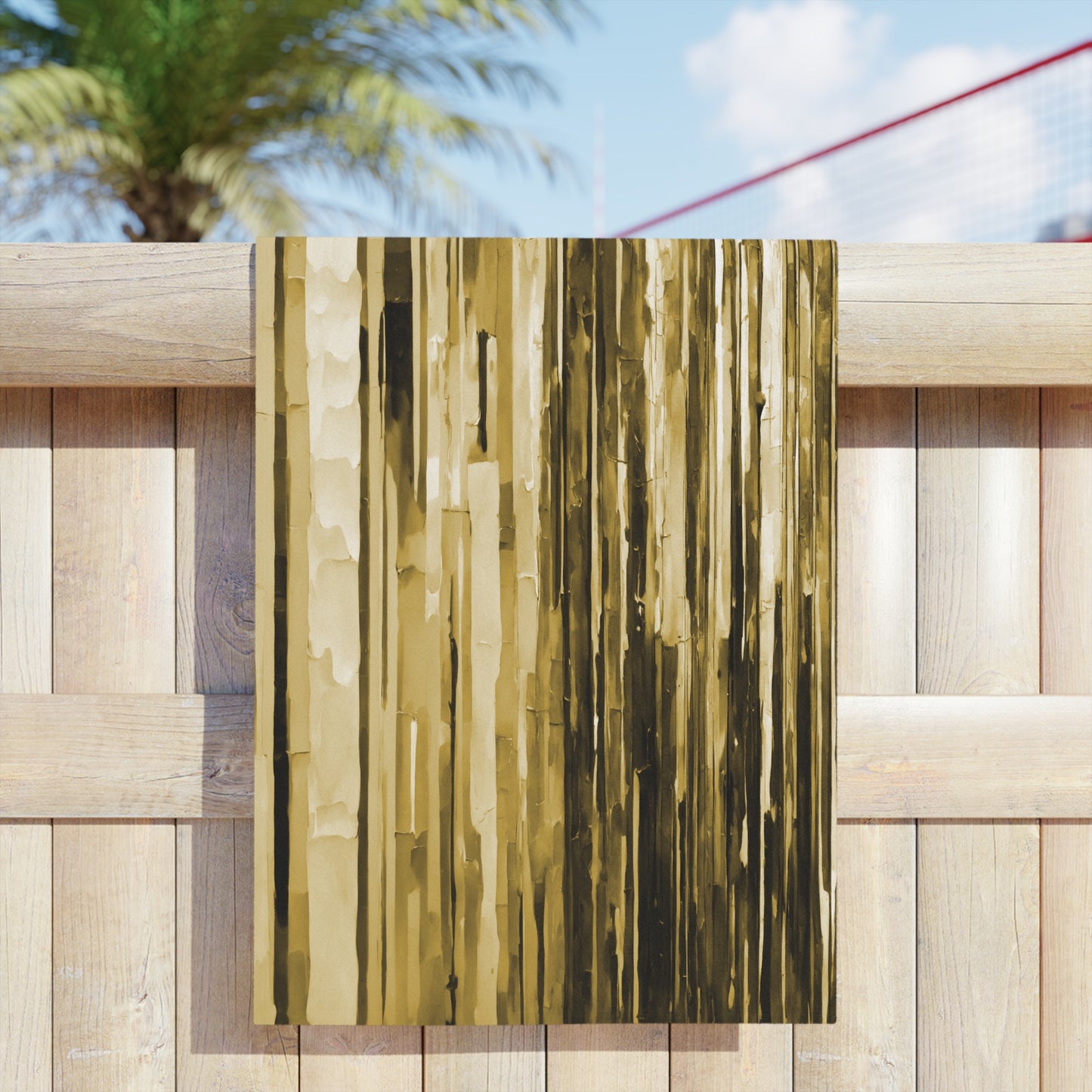 Striped Light Brown Beach Towel, 24" x 44"