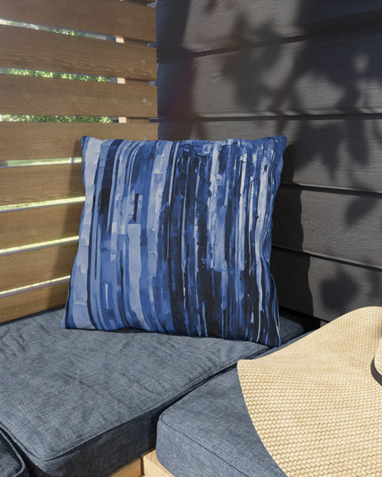 Striped Deep Blue Pastel 16" x 16" Outdoor Pillow