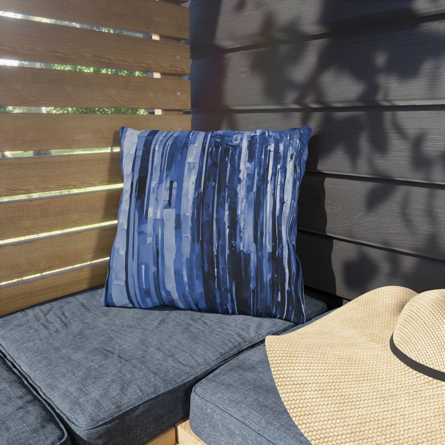 Striped Deep Blue Pastel 16" x 16" Outdoor Pillow