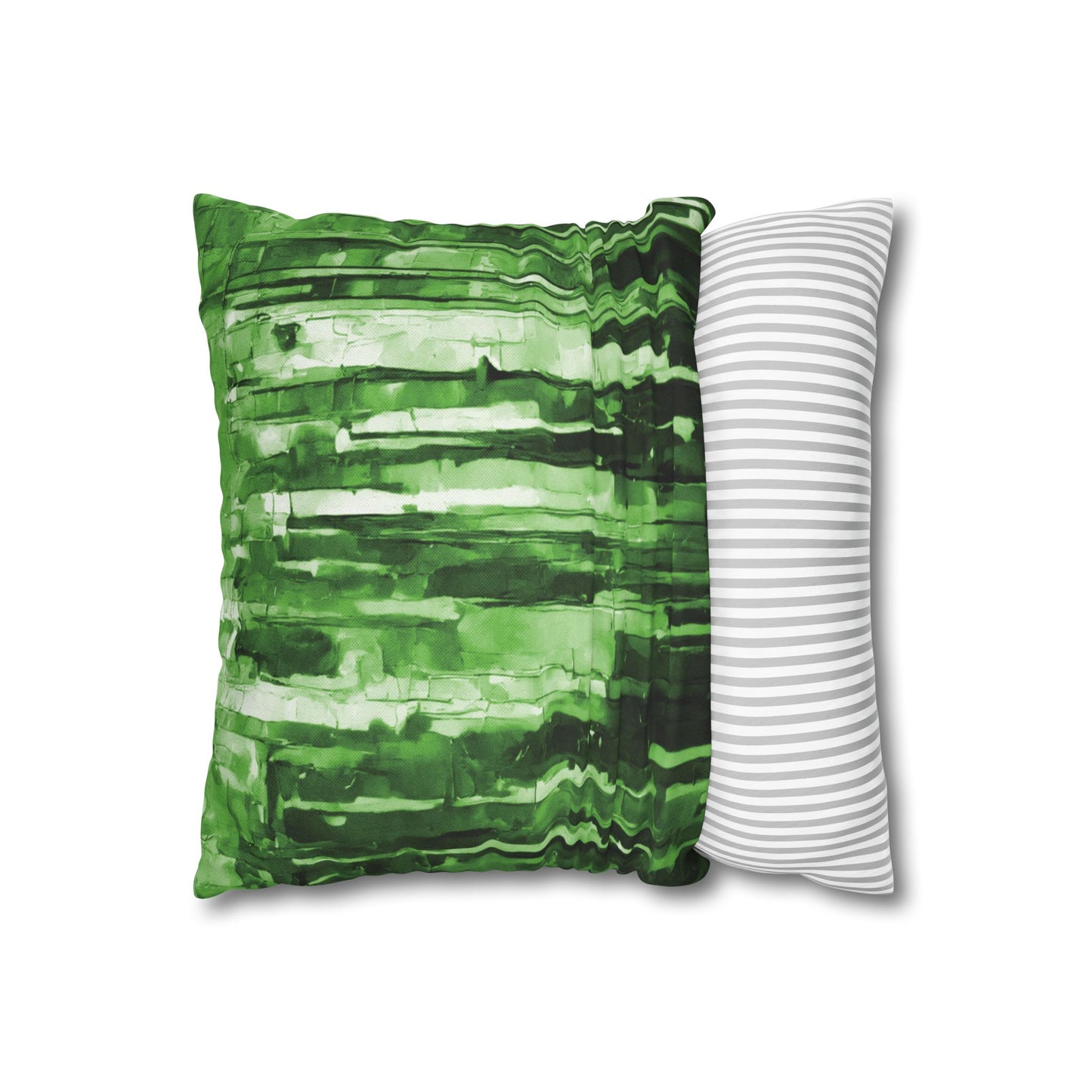 Striped Mint Pastel Spun Polyester Square Pillowcase, 14" x 14"