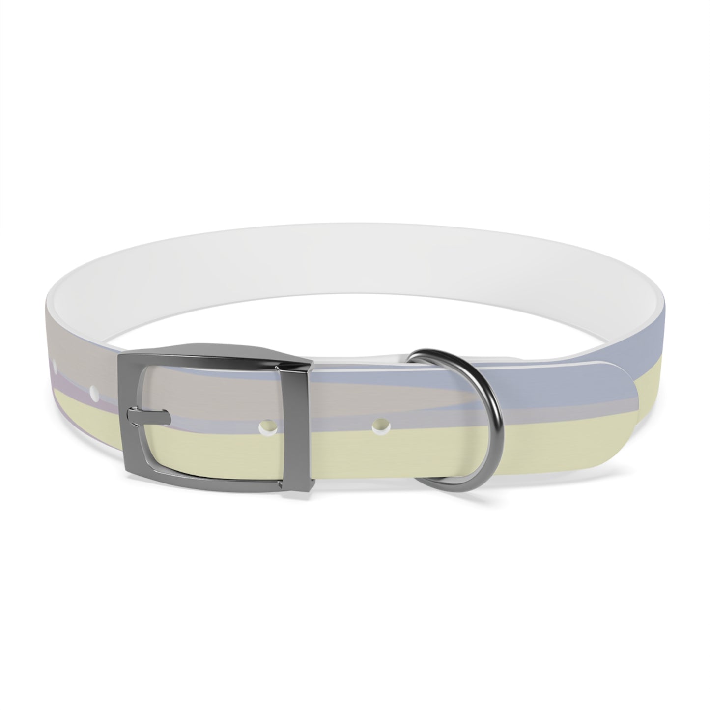 Pastel Soft Blue and Soft White Patches Large Dog Collar