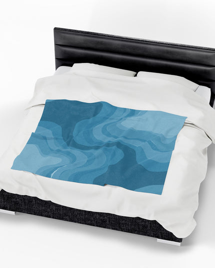 Sky Blue Wavey Velveteen Plush Blanket, 50" x 60"