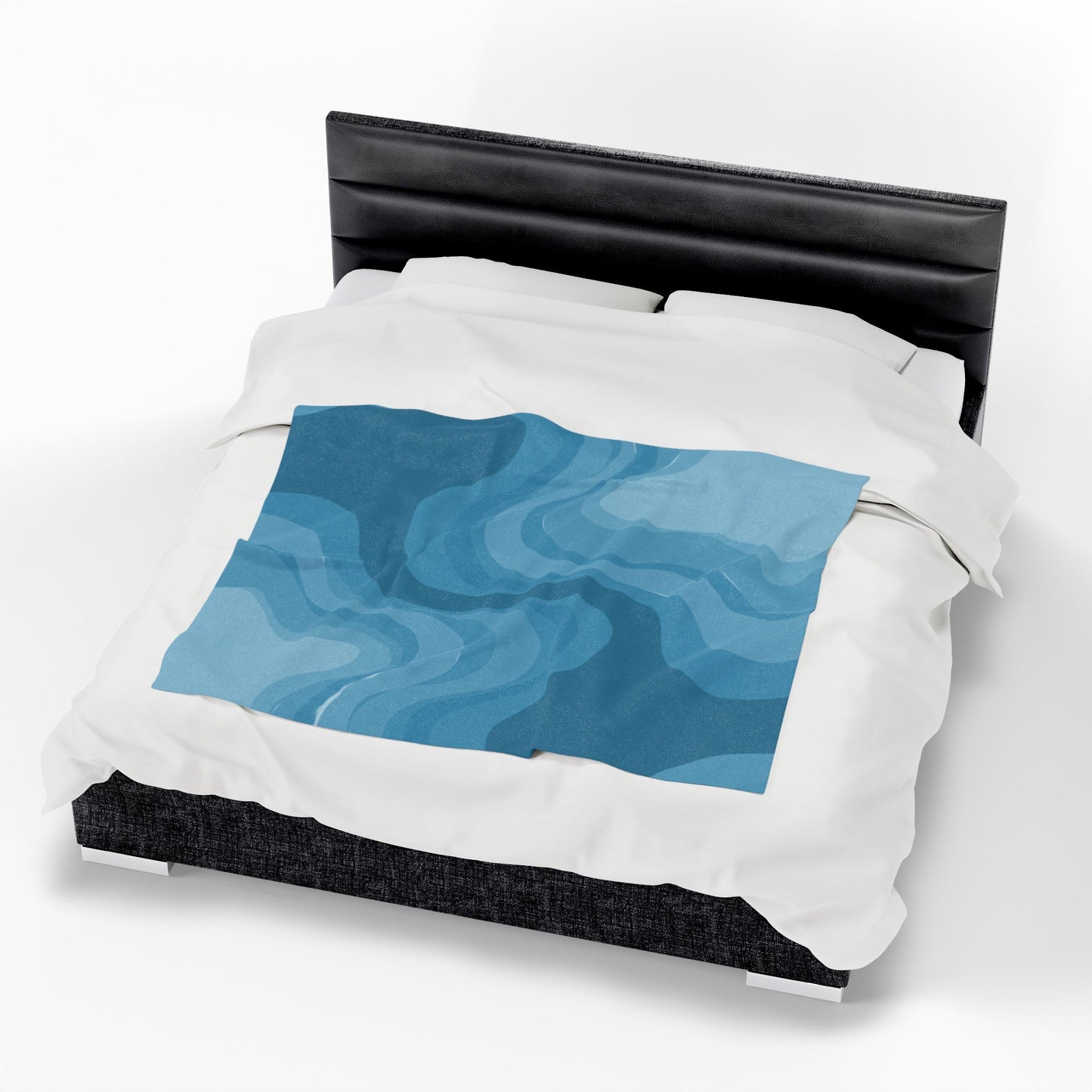 Sky Blue Wavey Velveteen Plush Blanket, 50" x 60"