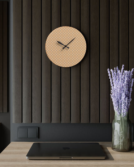 Tan Sunset Star-crossed Bodies Acrylic Wall Clock, Round or Square, 10.75" x 10.75"