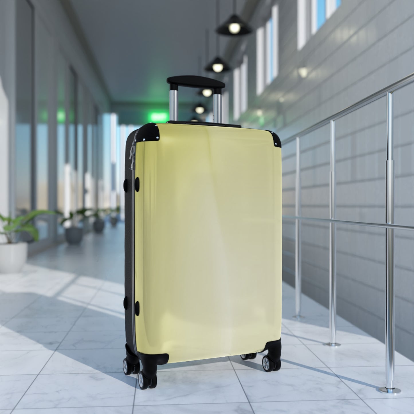 Lemon Fade Medium Suitcase with built in lock, 4 double-wheels, telescopic handle, and ABS back hard-shell