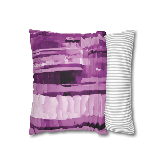 Striped Powder Lavender Spun Polyester Square Pillowcase, 14" x 14"